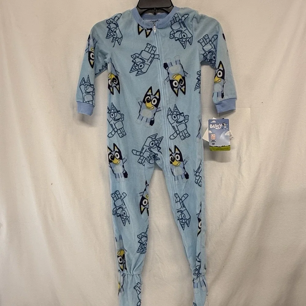 Bluey 5T Footed PJ's Pajama Set Blanket Sleeper New